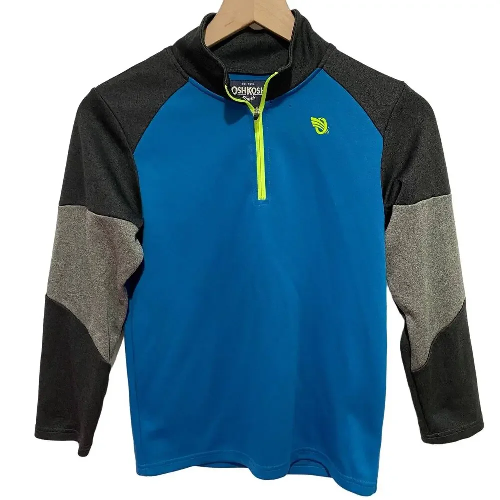 OshKosh Blue & Gray Athletic Quarter Zip Pull Over Sweatshirt Size 10